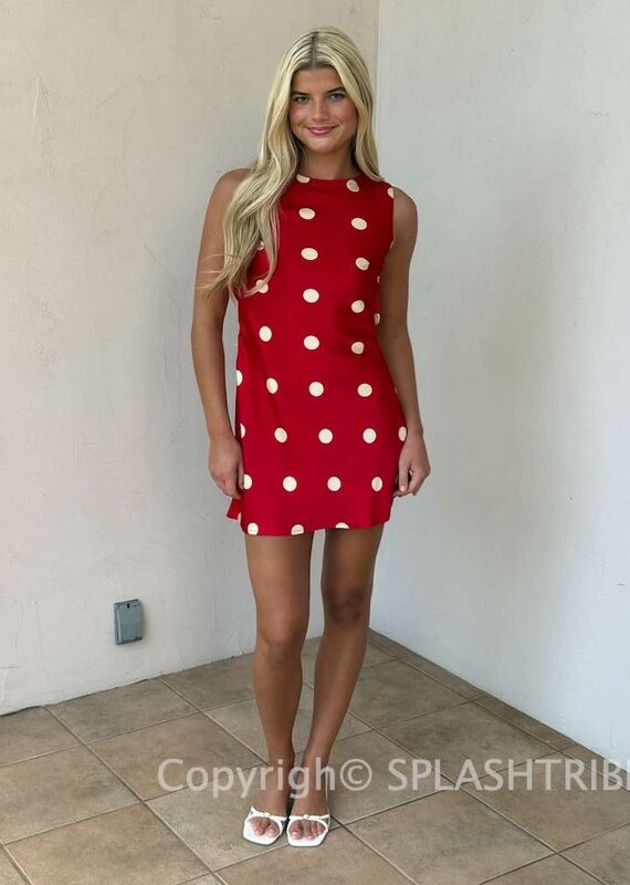 Polka Dot Open Back Mini Dress