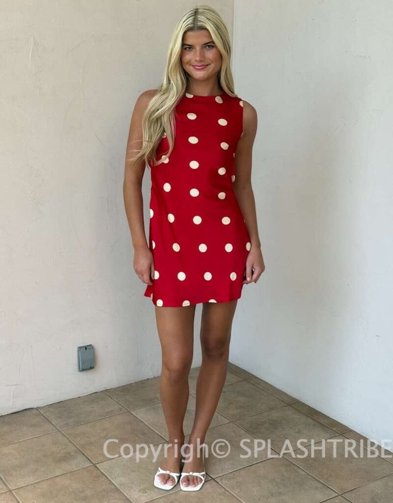 Polka Dot Open Back Mini Dress