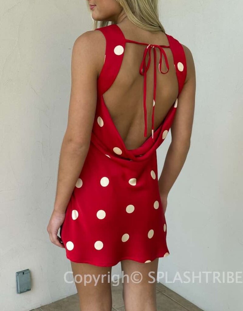 Polka Dot Open Back Mini Dress