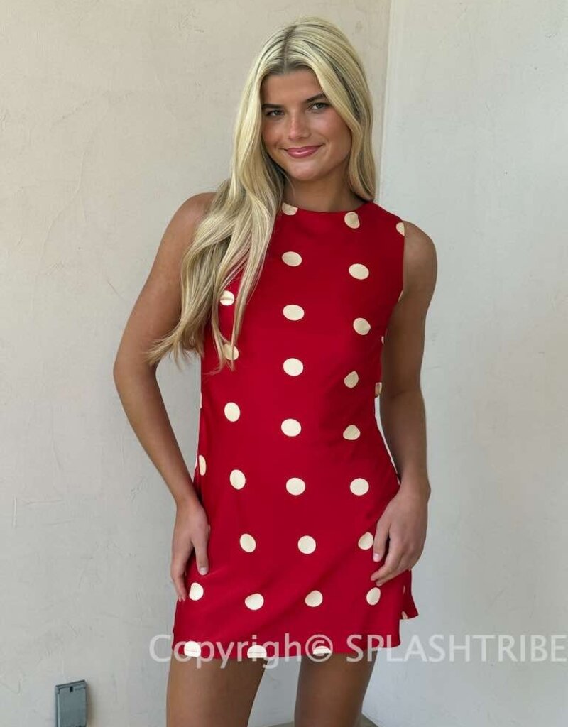 Polka Dot Open Back Mini Dress