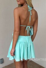 Shell Waist Halter Open Back Mini Dress