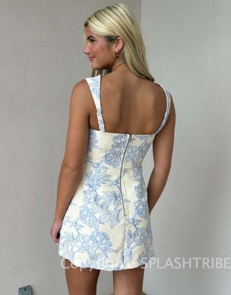 Floral Jacquard Mini Dress Skort