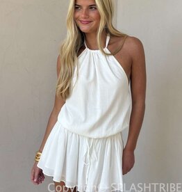 Alegria Tie Waist Halter Mini Dress