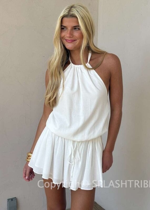 Alegria Tie Waist Halter Mini Dress