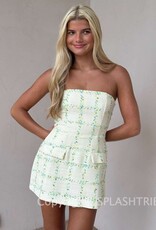 Tweed Strapless Double Pocket Mini Dress