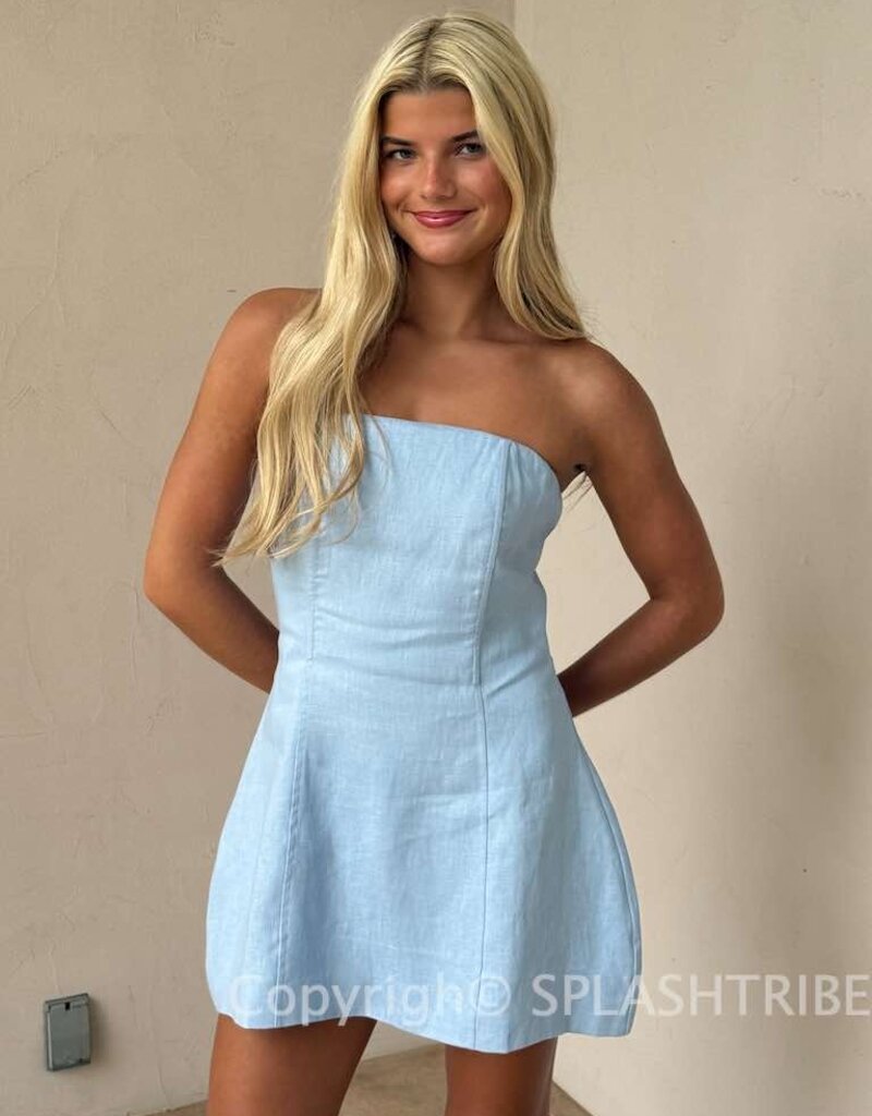 Ashlin Linen Strapless Mini Dress
