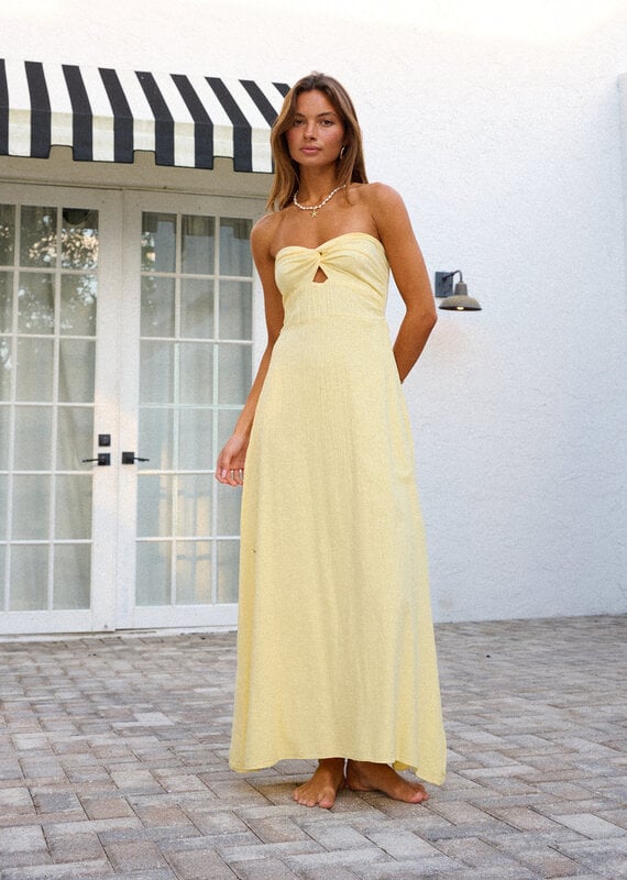 Catalaya Twist Front Strapless Maxi Dress