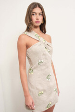 Maude Club WES Embroidery Linen One Shoulder Mini Dress