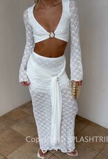 Lace Crop Top & Front Tie Detail Maxi Skirt