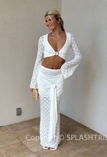 Lace Crop Top & Front Tie Detail Maxi Skirt
