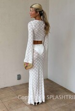 Lace Crop Top & Front Tie Detail Maxi Skirt