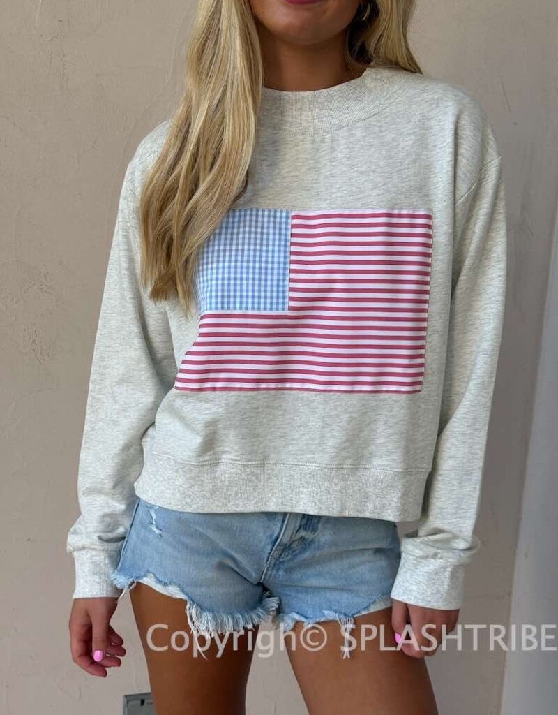 Mock Neck American Flag Sweatshirt