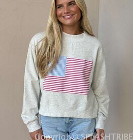 Mock Neck American Flag Sweatshirt