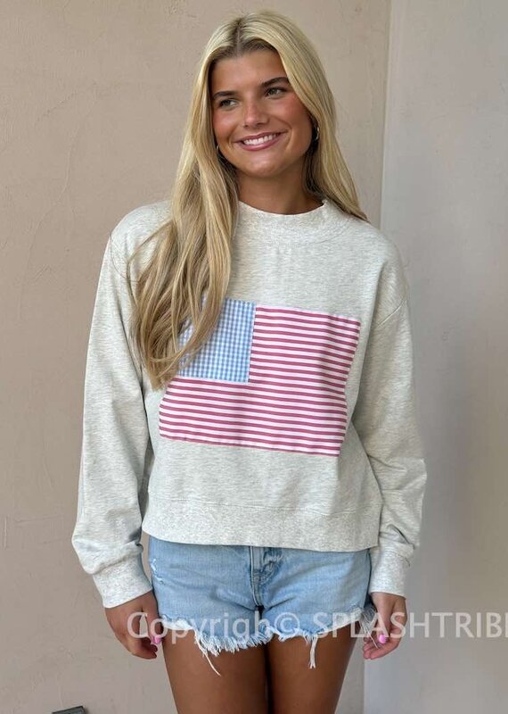 Mock Neck American Flag Sweatshirt