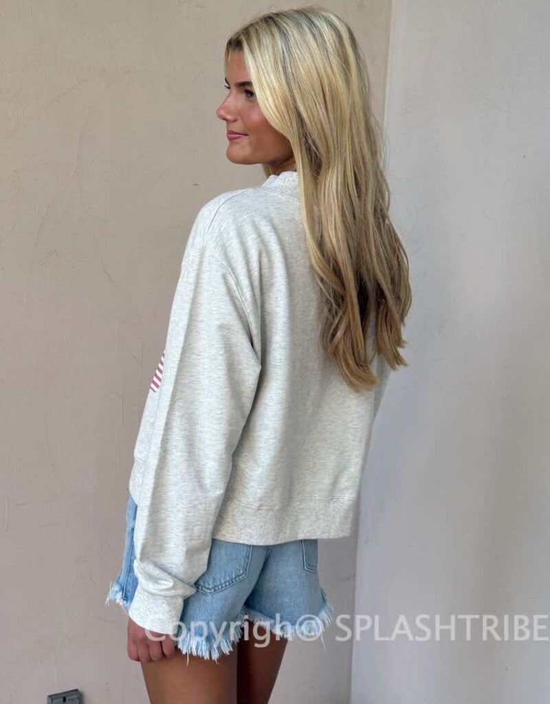 Mock Neck American Flag Sweatshirt