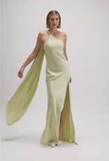 Asymmetric Halter Drape Scarf Slit Maxi Dress