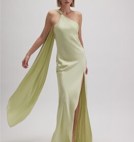 Asymmetric Halter Drape Scarf Slit Maxi Dress