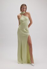 Asymmetric Halter Drape Scarf Slit Maxi Dress