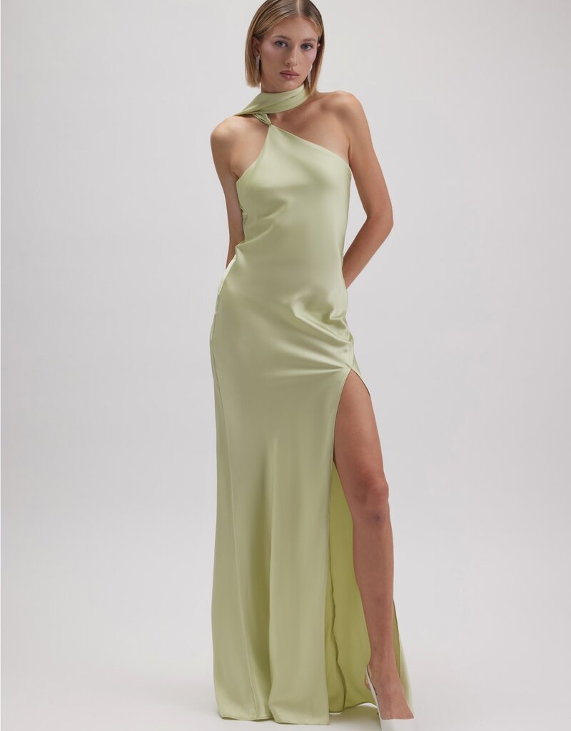 Asymmetric Halter Drape Scarf Slit Maxi Dress