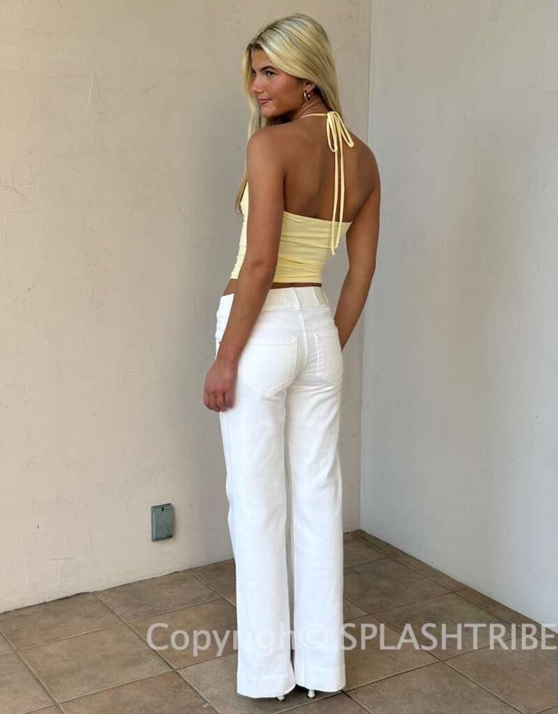 Low Rise Double Button Waistband Flare Jeans