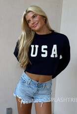USA Rollneck Crop Long Sleeve Sweater