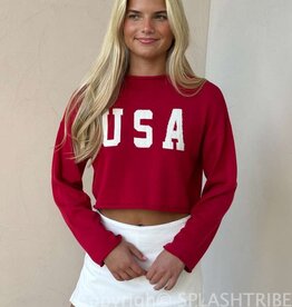 USA Rollneck Crop Long Sleeve Sweater