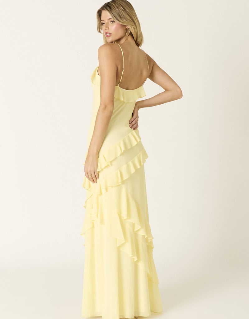 Eva Chiffon Cami Strap Ruffle Maxi Dress