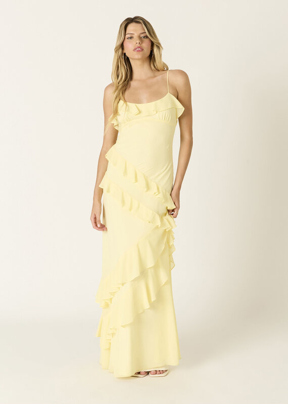 Eva Chiffon Cami Strap Ruffle Maxi Dress