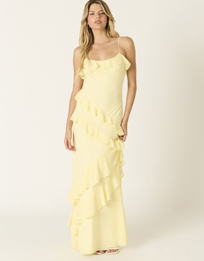 Eva Chiffon Cami Strap Ruffle Maxi Dress
