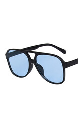 Vintage Double Bridge Aviator Sunglasses Black Blue