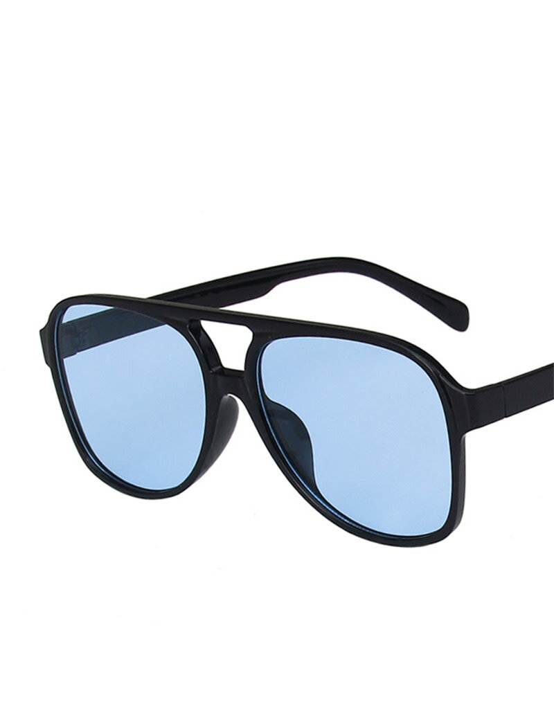 Vintage Double Bridge Aviator Sunglasses Black Blue