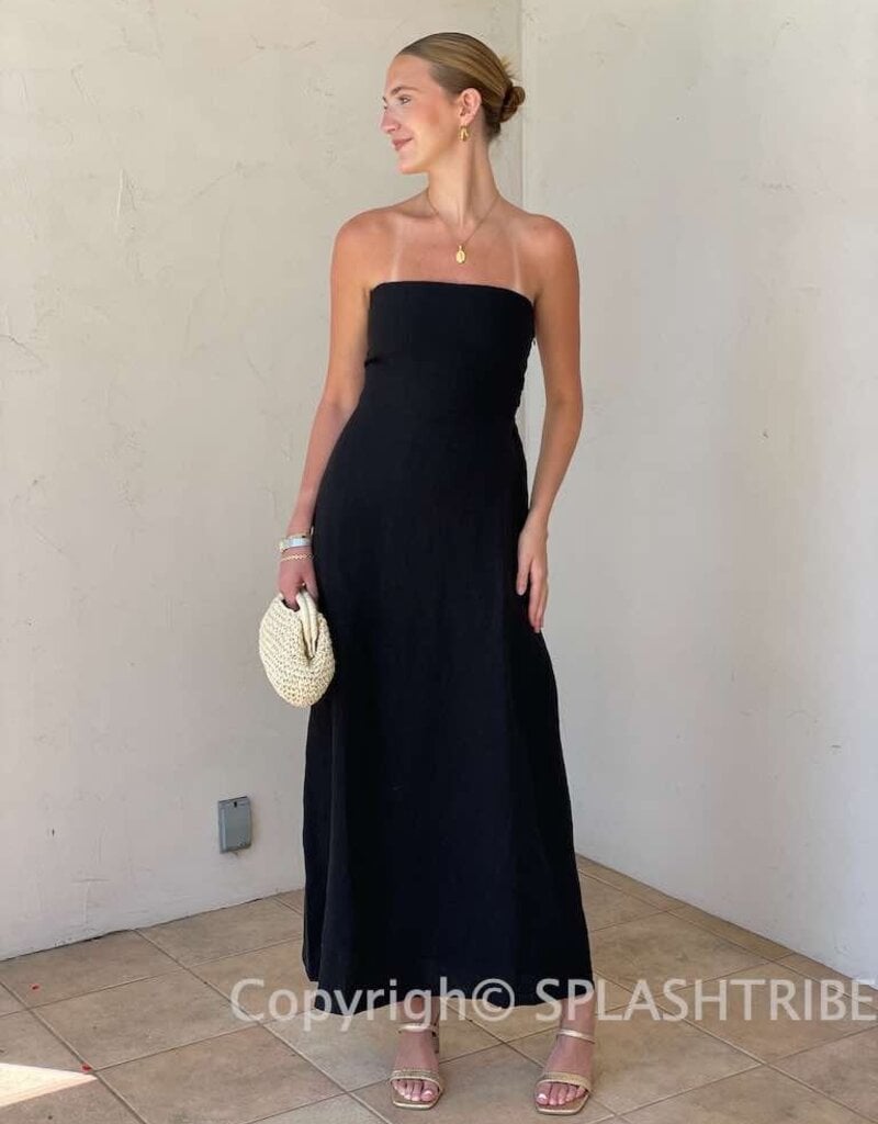 Marisa Linen Strapless Maxi Dress