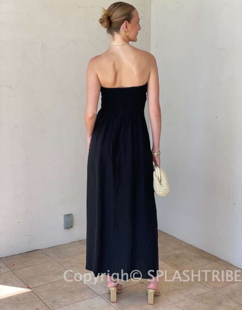 Marisa Linen Strapless Maxi Dress