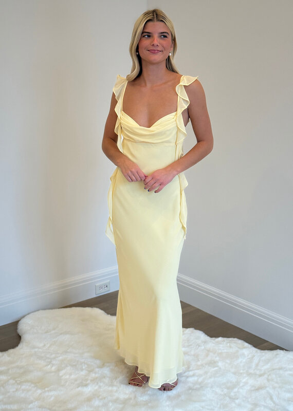 Jinea Chiffon Frill Maxi Dress