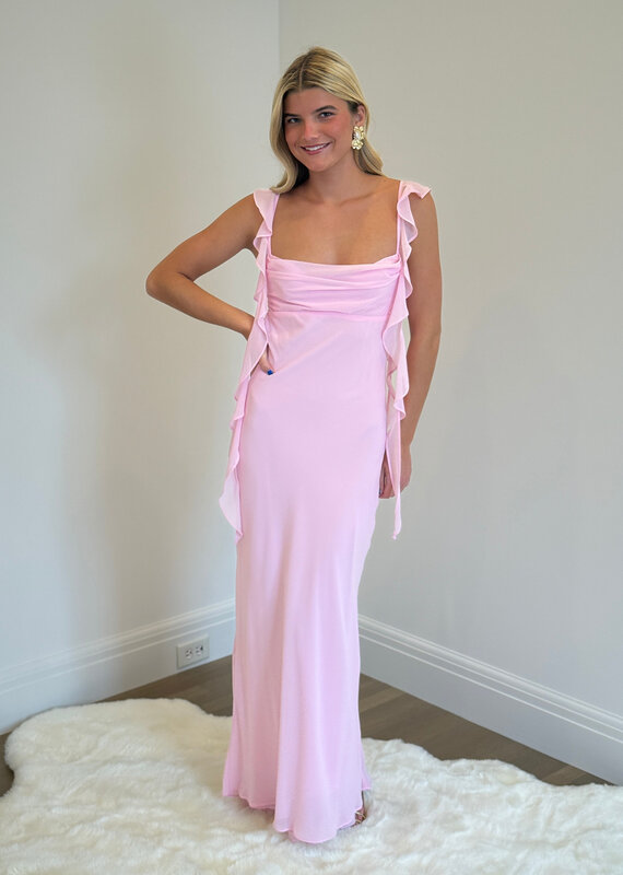 Jinea Chiffon Frill Maxi Dress