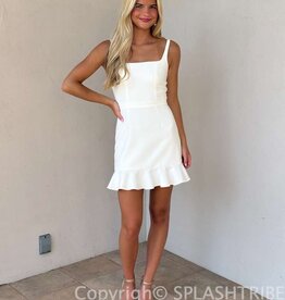 Whisper Square Neck Frill Mini Dress