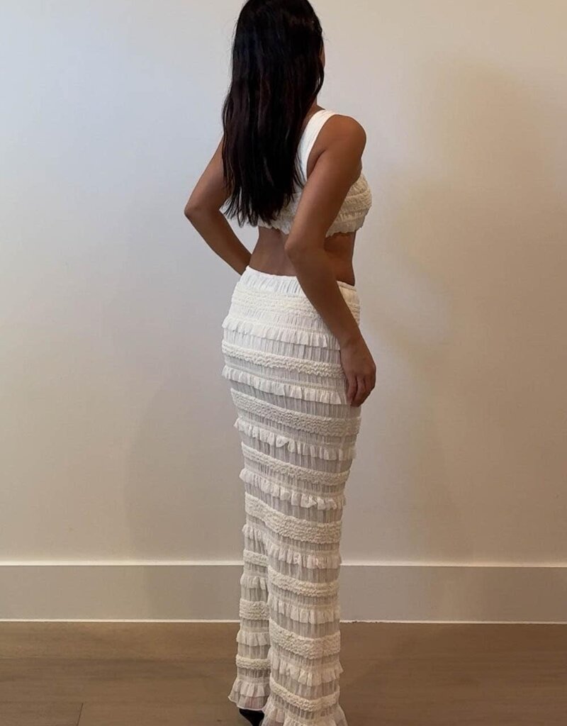 RuffleTexture Crop Top and Maxi Skirt Set