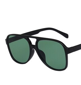 Vintage Double Bridge Aviator Sunglasses Black Green