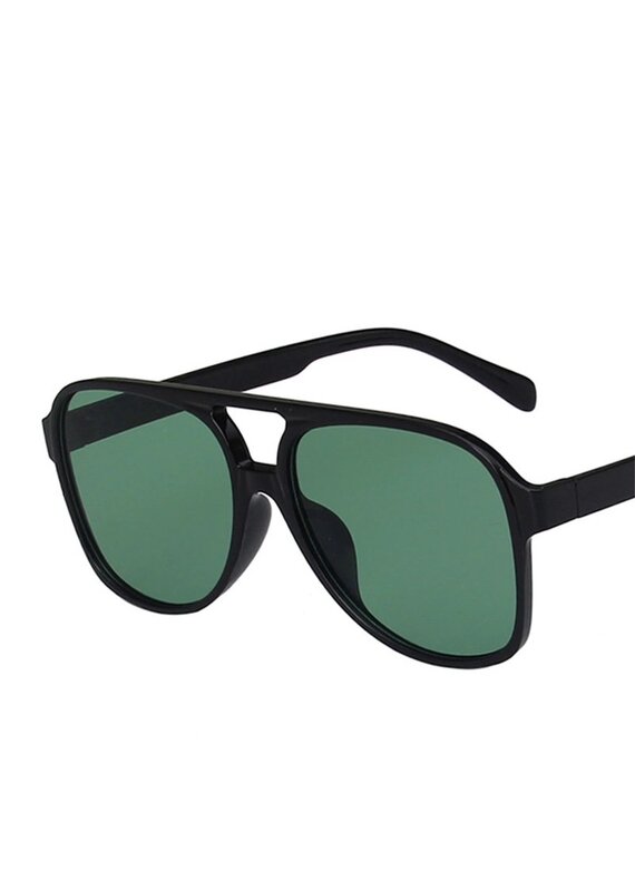 Vintage Double Bridge Aviator Sunglasses Black Green