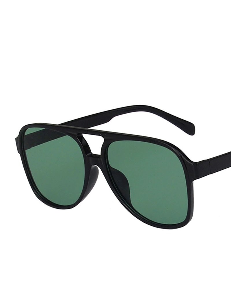 Vintage Double Bridge Aviator Sunglasses Black Green