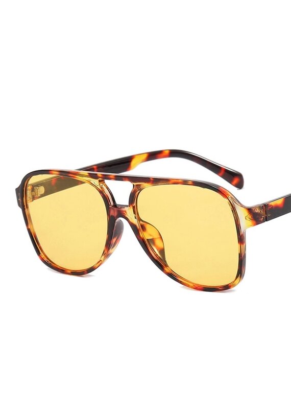 Vintage Double Bridge Aviator Sunglasses Yellow