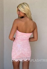Strapless Beaded Scalloped Edge Mini Dress