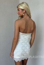 Strapless Beaded Scalloped Edge Mini Dress