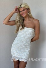 Strapless Beaded Scalloped Edge Mini Dress