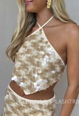 Spangle Sequin Halter Scarf Top