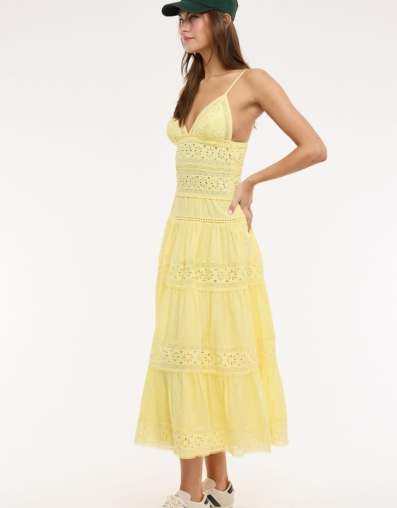 Floral Embossed Lace Solid Midi Dress