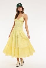 Floral Embossed Lace Solid Midi Dress
