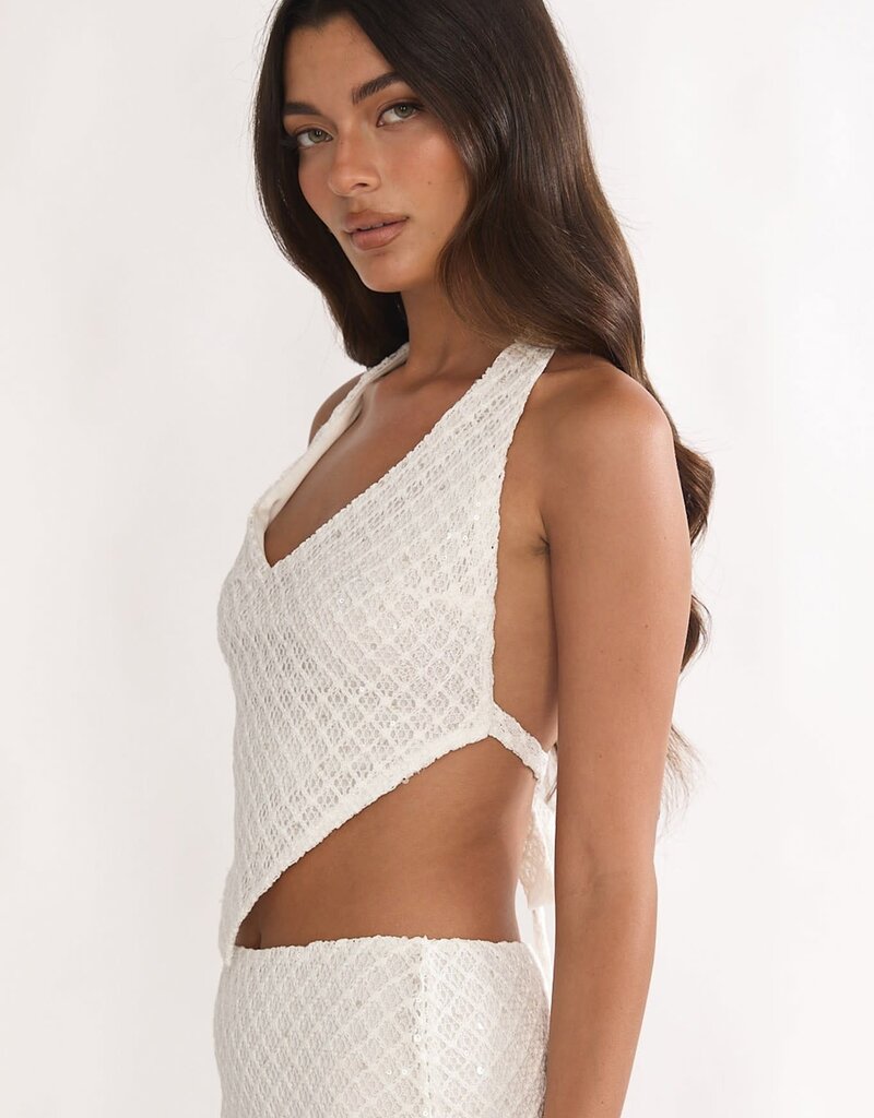 Monika Knit Sequin Halter Crop Top