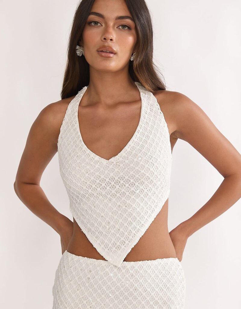Monika Knit Sequin Halter Crop Top