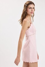 Linen Scallop V Neck Mini Dress
